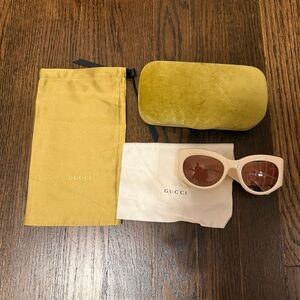 Gucci Beige Sunglasses with Brown Lenses